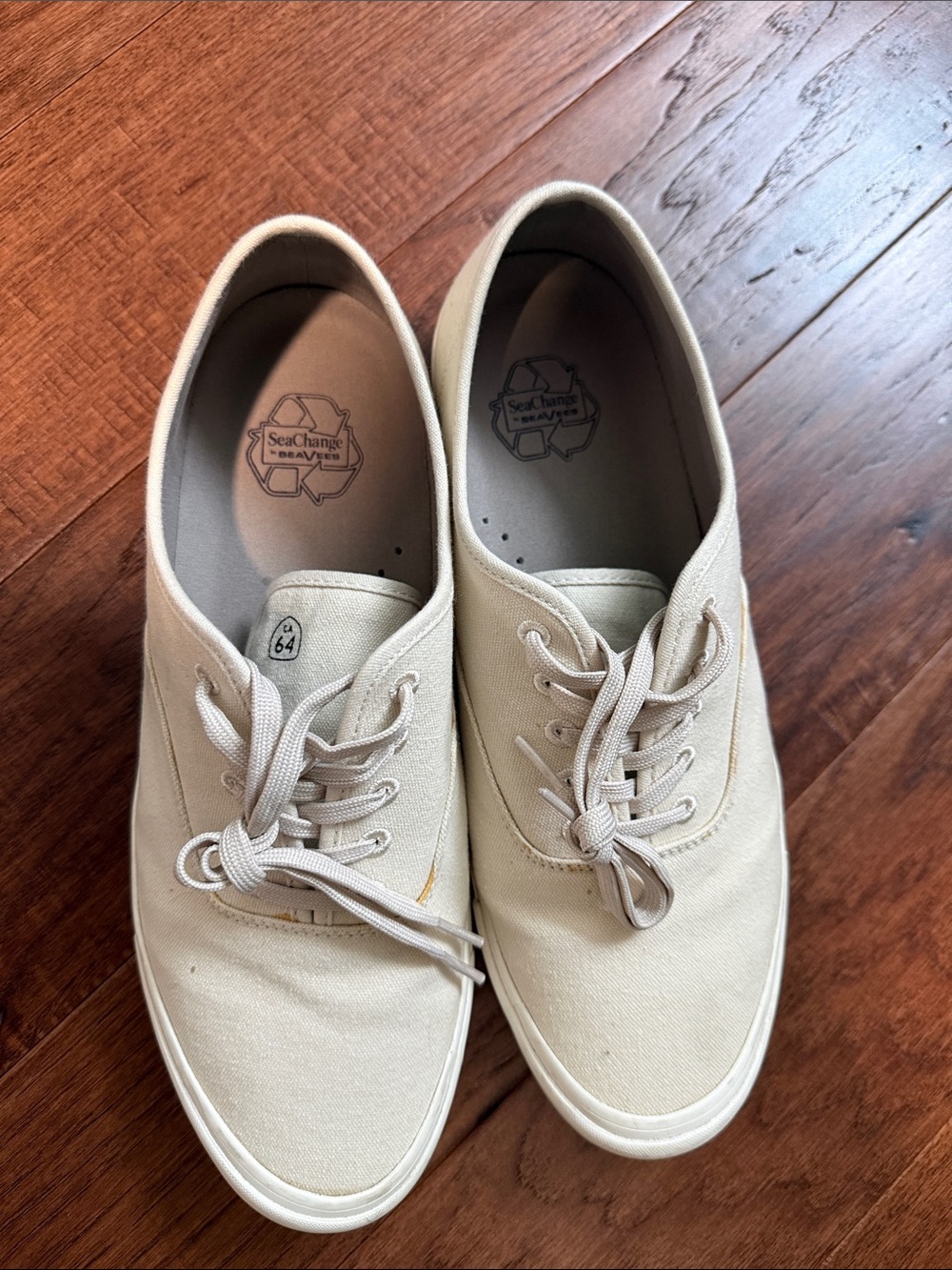 SeaVees Men's Canvas Low-Top Sneakers in Cream - Picture 3 of 5